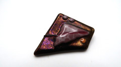 Vintage 1980s Purple Foil Glass Pin 4.5cm BB12
