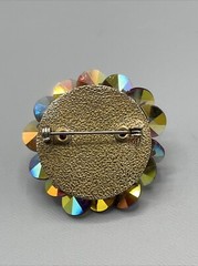 Vintage Brown Iridescent Glass Pin Cluster Rivioli Bead Brooch 1950’s-1970’s