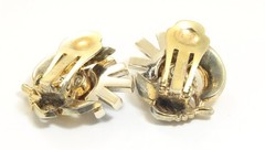 Vintage Crown Trifari Baguette Crystal Rhinestone Thistle Clip Earrings