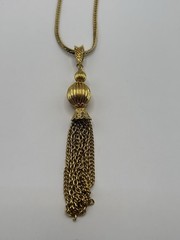 Medici Artistry Collection Gold Tone Tassel Pendant Necklace NWT 24” Vintage