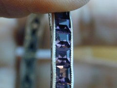 Sterling Art Deco Channel Set Purple Paste Rhinestone Bangle Bracelet #2 Hinged