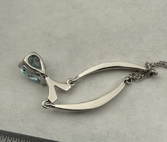 Antique Estate 14k White Gold Pear Aquamarine Necklace 1ct