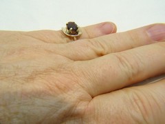 Vintage Unique MCM Tasco 14 K Gold 2 ct Oval Garnet Sz 6.5 Modernist Ring