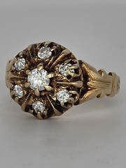 Victorian diamond Ring European cut 14k Yellow Gold Size 6.25