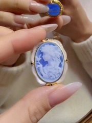 Antique style Cameo Pendant 925 Silver plated Vintage Necklace Estate Jewelry131