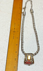Chicos Vintage Necklace Snake Coil Chain Solid Two Tone Metal Pendant Logo Tag