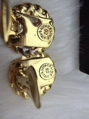 Vintage CELINE Gold Tone Triomphe Clip-On Earrings 0.9 Inch Signed 92 Italy Auth