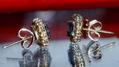 18k yellow gold earrings 1.2ct natural, treated sapphire dia stud 3.03gr N3713