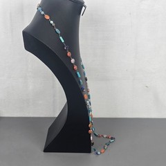 Lovely Cookie Lee Millefiori Glass Style Floral Beaded Statement Necklace 40″