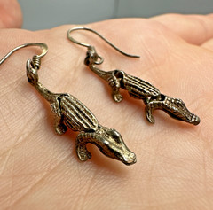 Vtg Alligator 925 Sterling Silver Articulated Dangle Earrings ~1.5 Inches Long