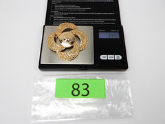 Sacred Geometry Brooch Pin Vintage Designer Signed CM JENT Gold Tone 2.3″