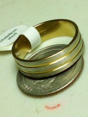 Vintage Stainless Steel Mens Ring Art Deco Line Color In Photo Size 12.5 B33