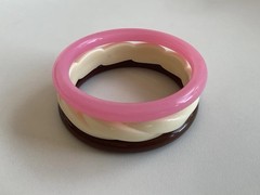 Vintage Bangles LOT 3 bracelet Neapolitan ice cream colors Pink cream chocolate