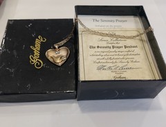 Vtg GORHAM STERLING Heart Pendant Peace Dove IOB COA Serenity Prayer EUC 🙏