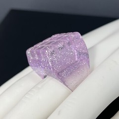 Chunky Lucite Square Ring Lavender Sparkle Cube Size 8 Retro Statement Runway