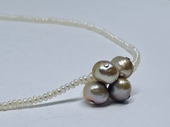 Vintage Creamy Pearls Irregular Baroque Freshwater Pearls Center 925 Hangtag 16”