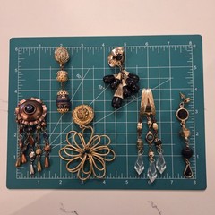 VTG NOS Gold Waterfall Chandelier Clip on Earrings 80 90s Deadstock Runway Lot 6