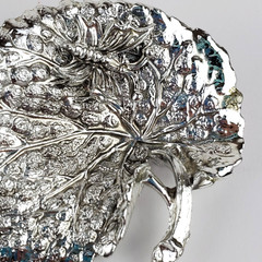 Vintage Silver Tone Leaf Brooch Pin with Insect Bug Spider Autumn Fall