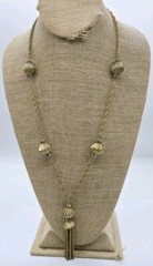 Tassel necklace 28 in CLASSY Deco Link Fringe Gold tone Tassel Vintage