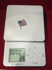 Fine 18K White Gold Diamonds Ruby Sapphires USA American Flag Pin