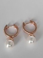 Vintage 1990-s 14 Ct Rolled Gold Pearls / Zircons Earrings – Hallmarked 585 RG