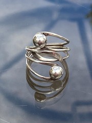 Vintage Sterling Silver 925 Huge Mexican MCM Modernist Tall Ring