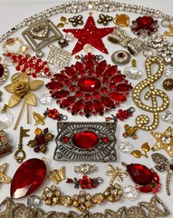 Lot Vintage & Modern Jewelry Parts Broken Repurpose Craft Rhinestones Harvest Z