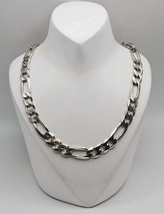 ZCI Italy Sterling Silver 8.5mm Figaro Chain Necklace 26″