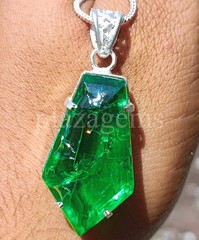 60.35 Ct Natural Green Emerald Fancy Shape 925 Sterling Pendant Free Chain 6AGW