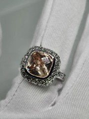 VINTAGE Premier Designs Natural Gemstone Dome Halo Ring Size 7 Hallmark Stamp