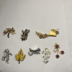 Vintage Lot Brooches/Pins Pewter Tona + More Mixed Lot Of 9