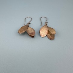 Vintage Sterling Silver Dangle Earrings Oval Disc Modernist Pierced French Wire
