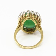 NYJEWEL 18k Two Tone Gold Jade & 20 Diamonds Halo Ring