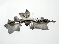 Designer OV Sterling Silver Ivy Vine Leaves Brooch Pin 925 16.5g 3.25 Inches