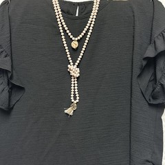 Versatile Iridescent Faceted Glass Taupe Bead Opera Necklace