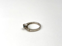 Vintage 925 N-D Sterling Silver Add On Ring w/ Round Light Blue Stone Size 8.75