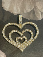 Signed Nolan Miller Triple Heart Pendant And Unsigned Dangle Faux Pearl Earrings