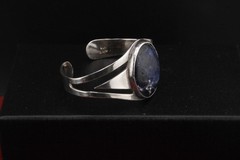 Vintage 925 Silver Mexico Modernist Sodalite Cuff Bracelet ~30g