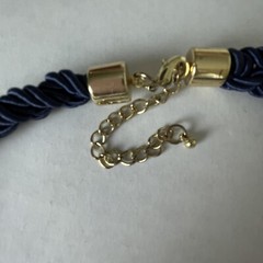Bee Blue Necklace BRAIDED KNOTTED ROPE 18″ Blue Rhinestone Charm Jewel Bug