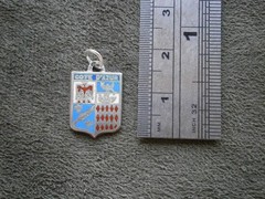 Cote d’Azure France Vtg Sterling Silver Enamel Travel Shield Bracelet Charm 2.0g
