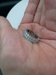 Vintage Eternity Band Ring Size 8 CZ Cubic Zirconia Multi Stone Silver Tone