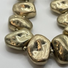 Vtg Chico’s Necklace Faux Gold Nuggets 38” Long Chunky Heavy