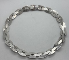 Vintage Sterling Silver Modernist Choker Necklace Marquis Link Unisex43.3 Gr 16”