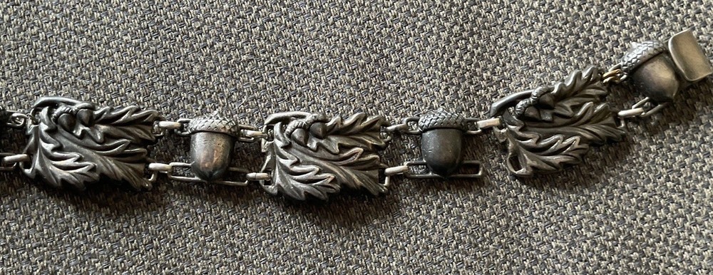 Vintage McClelland Barclay Sterling Acorn Leaf Bracelet As Is