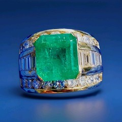 Original EARTH MINED EMERALD DIAMOND Engagement Ring Vintage Deco SOLID 18K GOLD