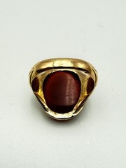 Antique 14Kt Solid Yellow Gold Heavy Carnelian Cameo Bearded Man Ring 10g S11