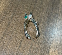 Vintage Good Luck Wishbone Rhinestone Brooch