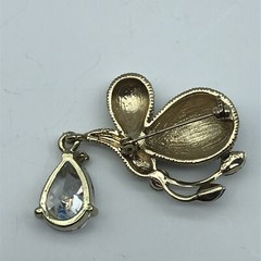 Beautiful Pave AB rhinestone butterfly brooch pin large dangle stone