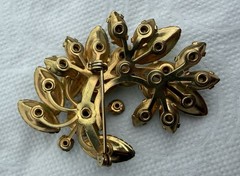 Vtg Judy Lee Beau Style Green AB Rhinestone Layered Brooch Pin Marquise Swedge