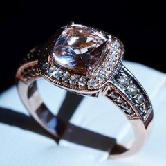 14k rose gold ring 1.45ct morganite natural diamond sz 7 halo 5.50g LeVian N3040